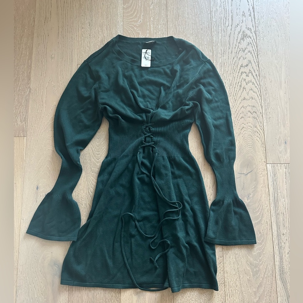 Express Corset Green Sweater Dress - Picture 4 of 5